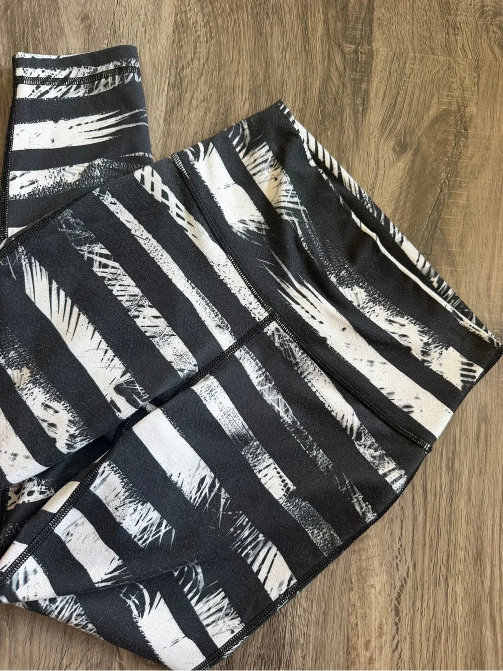 Lululemon Black & White Striped Leggings